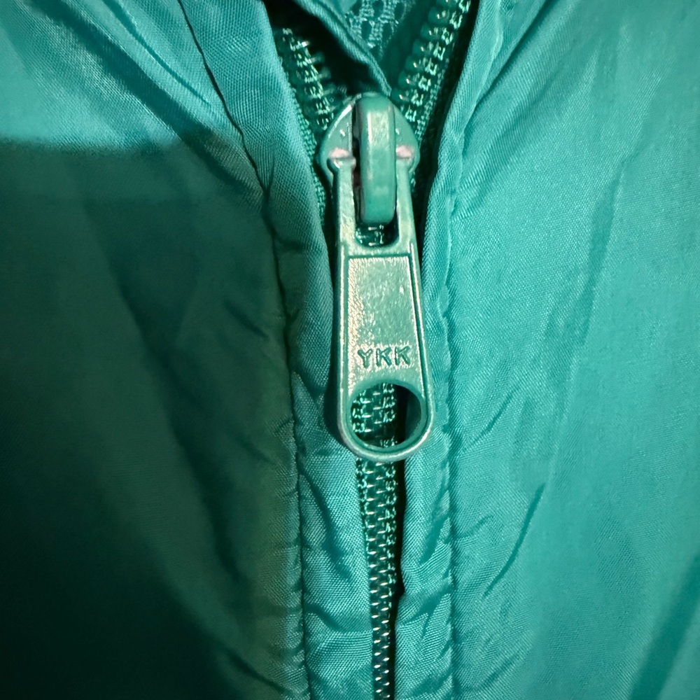 Vintage EBTEK Eddie Bauer Windbreaker Jacket Teal Packable Hooded Mens L - Picture 3 of 5